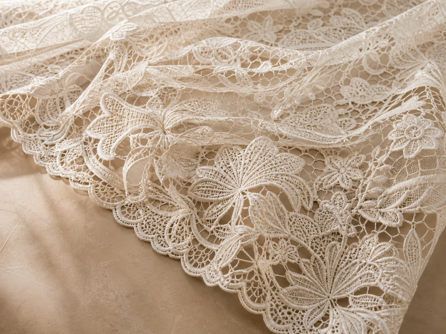 Ivory botanical lace textile